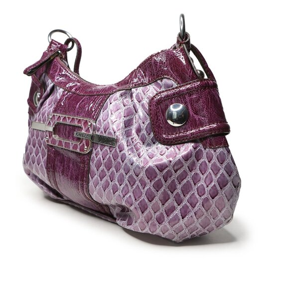 Vintage Y2K Guess Purple Croco Embossed Shoulder Bag Handbag Faux Leather Retro - Picture 7 of 14